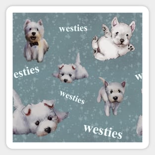 Westies mom blue pattern Sticker